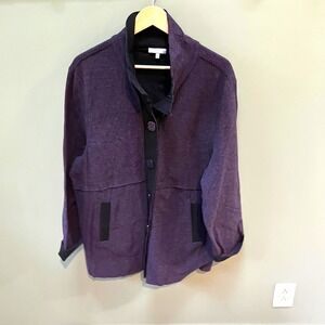 Habitat‎ Purple Textured Knit Button Front Jacket Women's Plus Size XXL